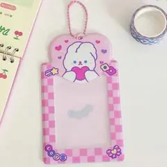 トレカケース　推し活ホルダー　カードケース　キーホルダー　ピンク　うさぎ　韓国