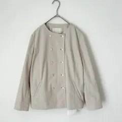 新品 ナチュラルビューティー ノーカラージャケット 麻混（38）ベージュ 通勤