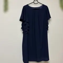 No.642 Angeliiebe ネイビー フリル袖 ワンピース M/Lのサムネイル