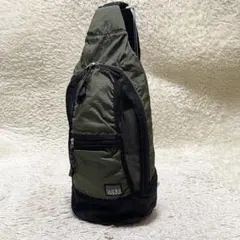【美品】タケオキクチ　ボディバッグ　ショルダー　ナイロン　メッシュ　緑　黒