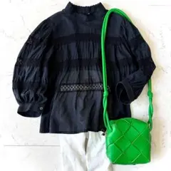 【CELERI/セルリ】 PUFF sleeve パフスリーブ ブラウス 黒 Deuxieme Classe（ドゥーズィエムクラス）の「【CELERI/セルリ