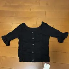 グレイル　GRL フロントボタンフレア袖リブニットトップス　rut274