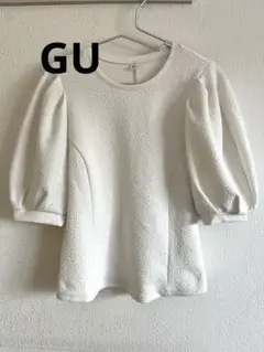 GU ホワイト パフスリーブ トップスM