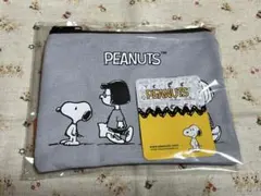 PEANUTS スヌーピー コットンポーチ フラットファスナーポーチ