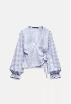 ZARA ギンガムチェック ラップブラウス