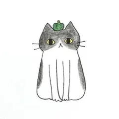 【1206】【ハチワレ猫の絵】ハガキサイズオリジナル手描きアナログイラスト原画