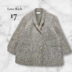 LOVE RICH ツイードコート 17号 ウール混 ブラウン系