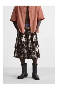 完売品⭐︎ZARA アニマルプリント デニムバミューダパンツ EU42（JP32）