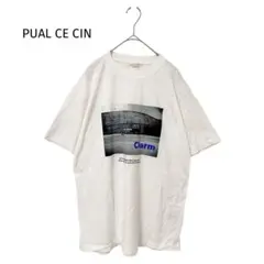 PUAL CE CIN ピュアルセシン　メンズ　Tシャツ　白　フォトプリント