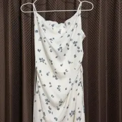 フラワー　花柄 キャミソール ロングワンピース　リリーブラウン　キャミワンピース