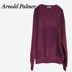 アーノルドパーマー 【M】ニット セーター Vネック ボルドー 大人カジュアル