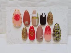 【現品】バレンタイン まだ間に合う♪ ジェル ネイルチップ ◆ アーモンド