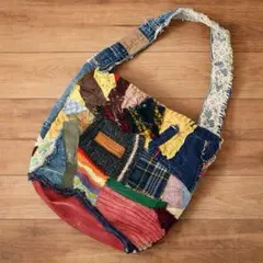 パッチワーク デニム×ニット トートバッグ ハンドメイド 再構築 古着リメイク