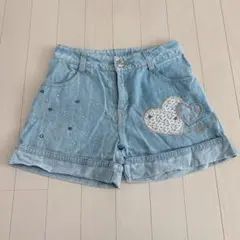 mezzo piano♡デニムハート刺繍ハーフパンツ
