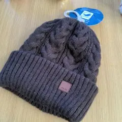 ニット帽 新品未使用 ワンポイントロゴ ブラウン シンプル オシャレ 帽子