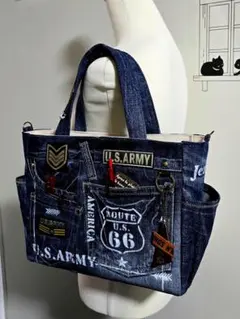 デニムリメイクトートバッグ 男前 大きめ
