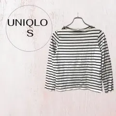 ユニクロ ボーダー長袖Tシャツ S ボーダーカットソー 黒白ボーダー