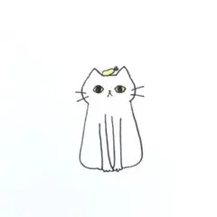 【1097】【白猫の絵】オリジナル手描きアナログイラスト原画　自作創作アート作品