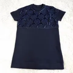 DIESEL BLACK GOLD 花卉蕾絲拼接連衣裙 加絨 藏青色