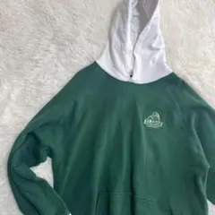 エクストララージX-LARGE　プルオーバーパーカー　刺繍　切替え　M　グリーン