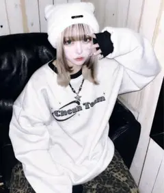 オーバーサイズ アソート モチーフ クルーネック 裏起毛 スウェット トレーナー