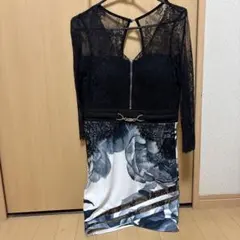 レース付き花柄ナイトドレス