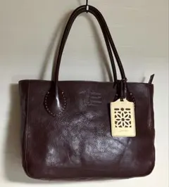 美品】genten トートバッグ 本革 工具ロゴ チャーム ポーチ付 ブラウン