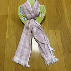 コットン素材 UVケア ピンク チェック柄 ストール 日本製
