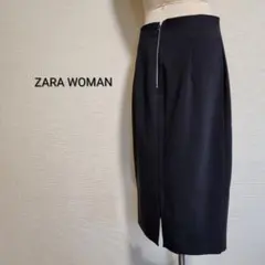 ZARA WOMAN とろみ感 シンプルタイトスカート ブラック 海外M