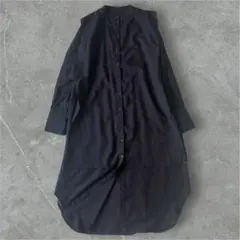 極美品✨ESICA エシカ レイヤードロングシャツワンピース 黒 M シアー袖のサムネイル