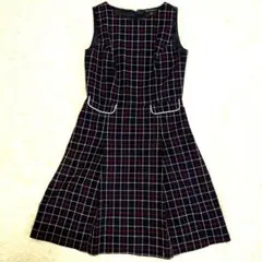 【極美品】ブルックスブラザーズ ワンピース チェック Aライン 紺 サイズ2
