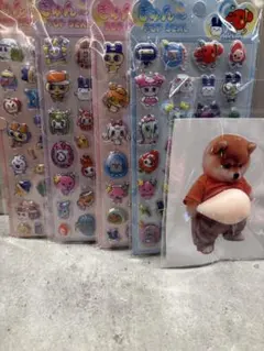 たまごっちぷくぷくシール 4枚セット＋犬お腹ぷにぷにシール　立体シール