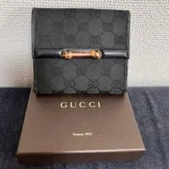GUCCI グッチ GGキャンバス バンブー 二つ折り財布 黒 ブラック 箱付のサムネイル