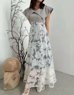 dazzlin オパールフラワー コルセット ロング ワンピース グレー XS