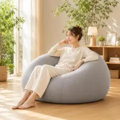 ビーズクッション 70*60cm 無臭クッション疲労解消 M size グレー ビーズクッション Мサイズ 70×60cm 一人掛け グレー 洗えるカバー