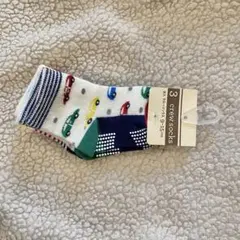 【新品未使用】男の子 クルー靴下3足セット 9-15cm くるま柄