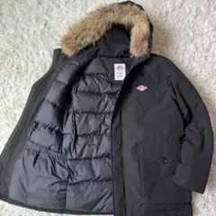 美品 ダントン 2WAY ダウンジャケット コート フード 黒 42 XL 極暖