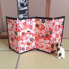 ハンドメイド☆ミニチュア 屏風 春柄①