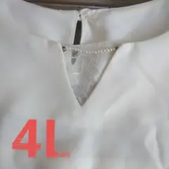 ホワイト Vネック飾りがおしゃれ 五分袖ブラウス