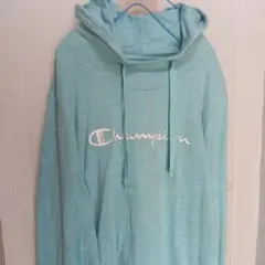 Champion フード 付き パーカー 杢 ライト ブルー