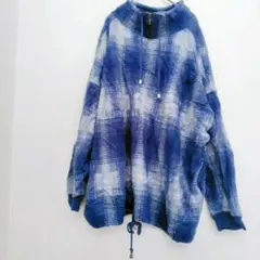 スウェット ブルー 長袖 チェック柄 トレーナー 古着 レディース
