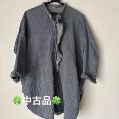 45R デニムシャツ ロング ワンピース／インディゴ／ユニセックス／日本製 D1663 デニムロングシャツワンピース(M インディゴブルー