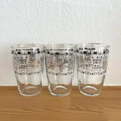 アデリア 石塚硝子 エジプト風イラストのグラス3個 当時ものヴィンテージグラス