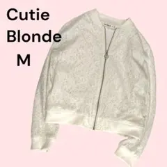 美品 Cutie Blonde レースブルゾン ジップアップ 綿混 ワールド M