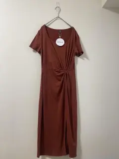 新品未使用SHEIN ブラウン ノットデザイン ワンピース　Lサイズ　2-35