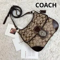 coach ターンロック ウィリス シグネチャー ブラウン　flap