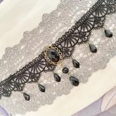 帯締め　帯紐　帯飾り　黒レースビジュー　成人式振袖　浴衣着物　セット髪飾り　お祭