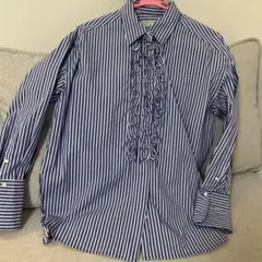 Audrey and John Wad フリル付きストライプシャツ