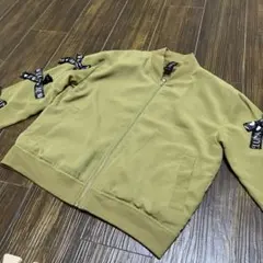 カーキ ジップアップジャケット リボン付き
