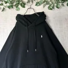 ポロラルフローレン プルオーバーパーカー 両脇ファスナー 刺繍 黒 大きい XL
